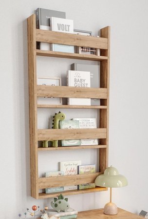 Afilli Montessori Çocuk Odası Kitaplığı Mdf Kitaplık 10x54x120 cm Safir Meşe