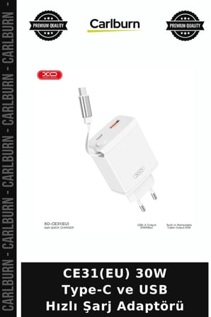 CE31(EU) 30W Type-C ve USB Hızlı Şarj Adaptörü Seyahat Aksesuarı Batarya Yenile Masaüstü Güç