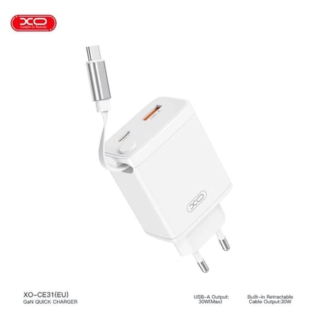 CE31(EU) 30W Type-C ve USB Hızlı Şarj Adaptörü Seyahat Aksesuarı Batarya Yenile Masaüstü Güç