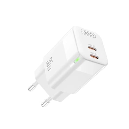 CE07(EU) Çift Type-C Çıkışlı 35W PD Hızlı Şarj Adaptörü Bağlantı Başlığı Pratik Adaptör Cihaz Şarjı
