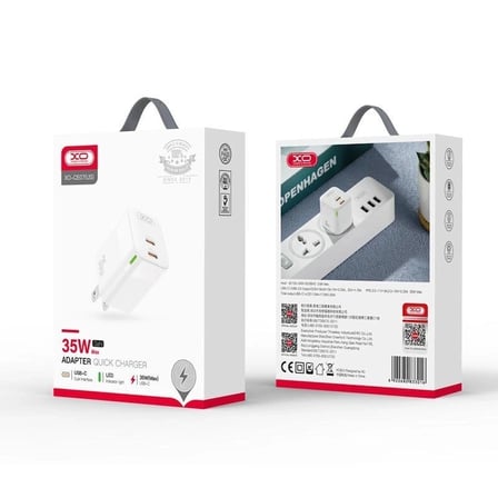 CE07(EU) Çift Type-C Çıkışlı 35W PD Hızlı Şarj Adaptörü Bağlantı Başlığı Pratik Adaptör Cihaz Şarjı