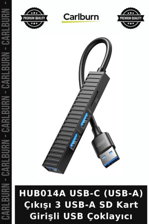 HUB014A USB-C (USB-A) Çıkışı 3 USB-A SD Kart Girişli USB Çoklayıcı Bilgisayar Çalışma Okuyucu