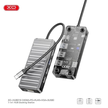 7'si 1 Arada HDMI Ethernet VGA HUB Dönüştürücü Teknoloji Elektronik Bilgisayar