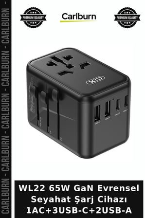 WL22 65W GaN Evrensel Seyahat Şarj Cihazı 1AC+3USB-C+2USB-A Priz Dönüştürücü Çoklu Port