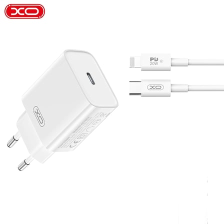 CE15(EU) 20W PD Hızlı Şarj Adaptörü ve Type-C to Lightning Kablo Cihaz Aksesuarı Bağlantı Kablosu
