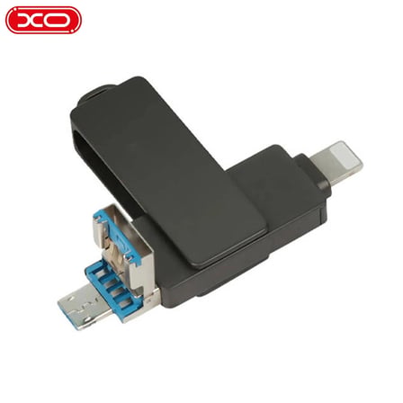 DK06 128GB USB 3.0 Flash Bellek 3'ü 1 Arada Metal Siyah Veri Telefon Bağlantı