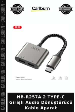 NB-R257A 2 TYPE-C Girişli Audio Dönüştürücü Kablo Aparat Dinleme Adaptör Tablet Aparatı