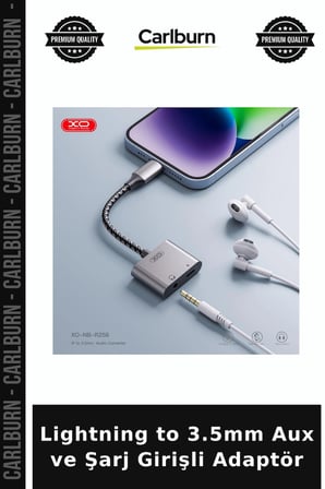 Lightning to 3.5mm Aux ve Şarj Girişli Adaptör Dönüştürücü Mini Aparat Ses Kablosu
