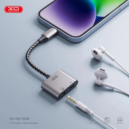 Lightning to 3.5mm Aux ve Şarj Girişli Adaptör Dönüştürücü Mini Aparat Ses Kablosu