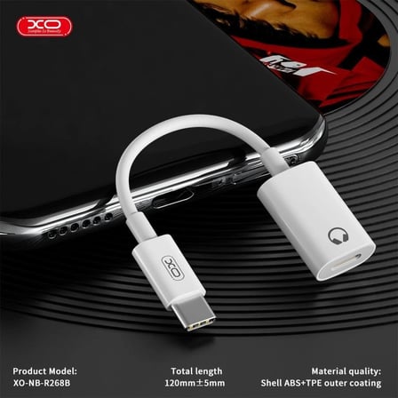 NB-R268B USB-C to Lightning Kulaklık Dönüştürücü Giriş Kablosu Mobil Aksesuar Telefon Parçası