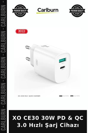 XO CE30 30W PD & QC 3.0 Hızlı Şarj Cihazı Ofis Gereci Adaptör Taşınabilir