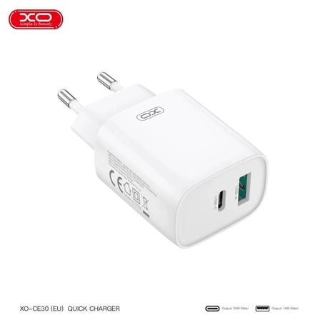 XO CE30 30W PD & QC 3.0 Hızlı Şarj Cihazı Ofis Gereci Adaptör Taşınabilir