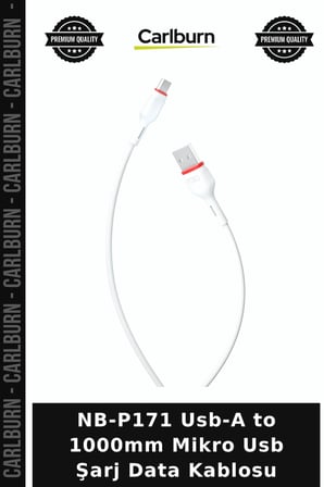 NB-P171 Usb-A to 1000mm Mikro Usb Şarj Data Kablosu Akıllı Cihaz Dosya Aktarımı Bağlantı Ucu
