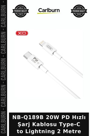 NB-Q189B 20W PD Hızlı Şarj Kablosu Type-C to Lightning 2 Metre Telefon Modern Bireysel