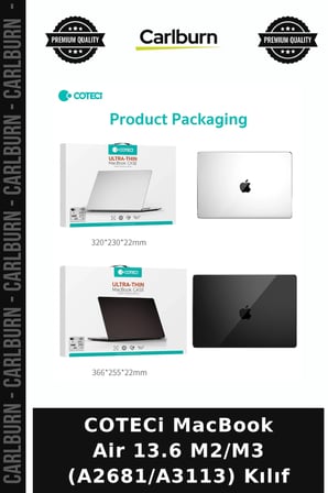 COTECi MacBook Air 13.6 M2/M3 (A2681/A3113) Kılıf Koruyucu Kapak Şeffaf Koruma Bilgisayar Aksesuarı