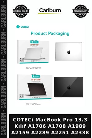 COTECi MacBook Pro 13.3 Kılıf A1706 A1708 A1989 A2159 A2289 A2251 A2338 Günlük Ofis Parlak