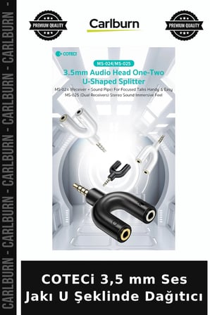 COTECi 3,5 mm Ses Jakı U Şeklinde Dağıtıcı Mikrofon Alet Adaptör