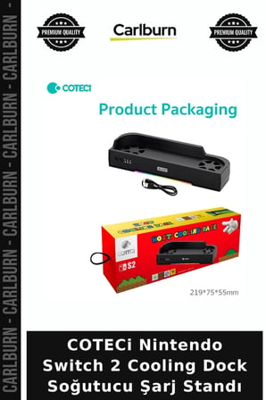 COTECi Nintendo Switch 2 Cooling Dock Soğutucu Şarj Standı Cihaz Tutucu Konsol Şarjı Oyuncu Ünite