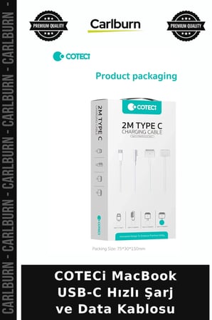 COTECi MacBook USB-C Hızlı Şarj ve Data Kablosu İletişim Bilgisayar Bireysel