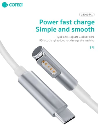 COTECi MacBook USB-C Şarj ve Data Kablosu Seyahat Aktarım Güç