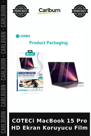 COTECi MacBook 15 Pro HD Ekran Koruyucu Film Örtü Cihaz Yapışkanlı
