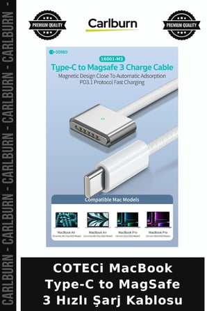 COTECi MacBook Type-C to MagSafe 3 Hızlı Şarj Kablosu Enerji Günlük Aksesuar