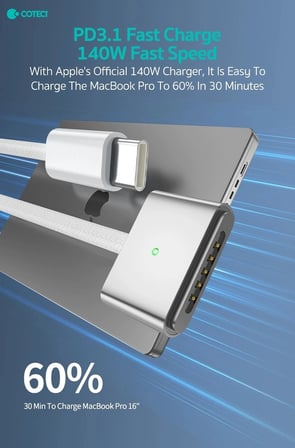 COTECi MacBook Type-C to MagSafe 3 Hızlı Şarj Kablosu Enerji Günlük Aksesuar