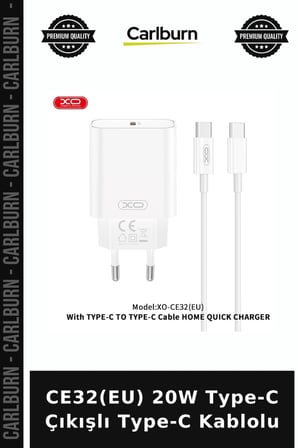 CE32(EU) 20W Type-C Çıkışlı Type-C Kablolu Malzeme Öge Cihaz