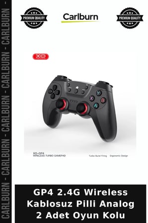 GP4 2.4G Wireless Kablosuz Pilli Analog 2 Adet Oyun Kolu Konforlu Alet Eğlence Ürünü Siyah Gamepad