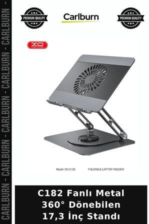 C182 Fanlı Metal 360° Dönebilen 17,3 İnç Standı Düzenleyici Cihaz Aksesuar