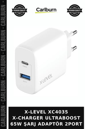 X-LEVEL XC4035 X-CHARGER ULTRABOOST 65W ŞARJ ADAPTÖR 2PORT Bağlantı Ucu Seyahat Aleti Beyaz Başlık