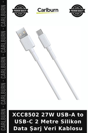 XCC8502 27W USB-A to USB-C 2 Metre Silikon Data Şarj Veri Kablosu Pratik Yedek Parça Seyahat Gereci