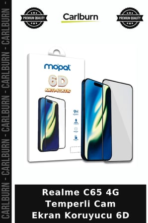 Realme C65 4G Temperli Cam Ekran Koruyucu 6D Mobil Aksesuar Cihaz Camı Telefon Koruma