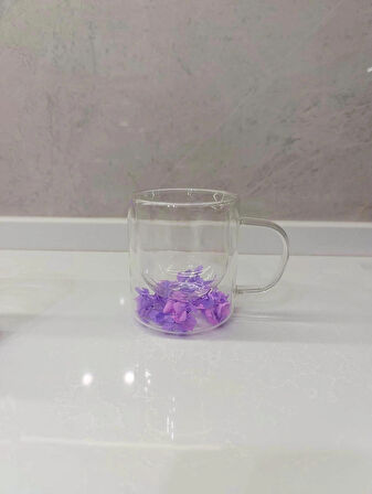 2 Adet Çift Cidarlı Çiçekli Kupa – Isıya Dayanıklı Cam Çay & Kahve Kupası Şık Tasarım 300 ml