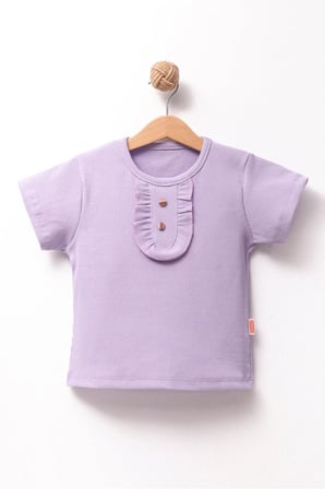 Kız Çocuk Kaşkorse Pamuklu Yuvarlak Yaka T-shirt