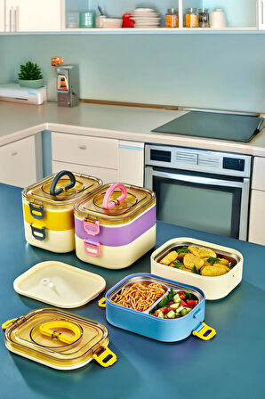 Yeni Nesil Sefer Tası / Lunch Box / Beslenme Kabı / Saklama Kutusu / Paslanmaz Çelik / 1300 ML