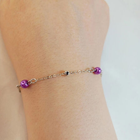 Crystal Atelier İnci Bileklik, İncili Bileklik, Gümüş Kaplama İnci Sıra Bileklik, Barok İnci Bileklik, Kadın İnci Bileklik, Zarif İnci Detay Bileklik, Gümüş Kaplama İnci Modeli Tasarım Bileklik, Zincir Bileklik