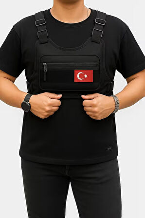 Reflektörlü Motosiklet Göğüs Çantası Yelek Tipi Geniş Hacimli premium unisex motorcu & koşu çantası