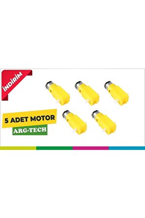 5 Adet Plastik Redüktörlü Motor - Dc 6 V / 200 Rpm / Dc Motor / Sarı Motor