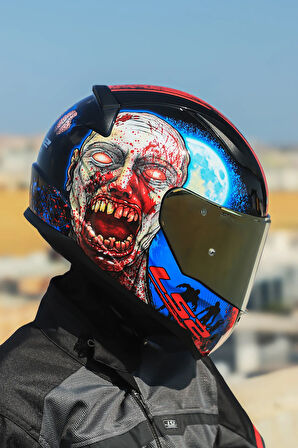 RAPID 2 ZOMBIE SİYAH-KIRMIZI KASK