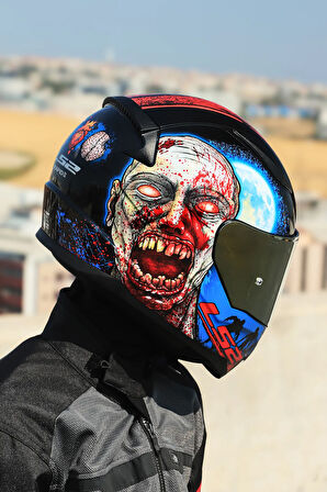 RAPID 2 ZOMBIE SİYAH-KIRMIZI KASK