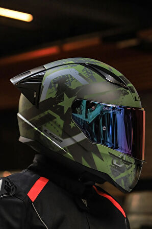 Rapıd 2 Race Thunder Bırds Mat Yeşil-siyah-gri Kask