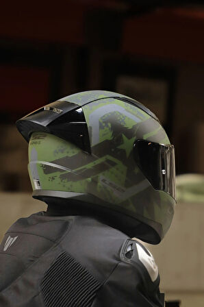 RAPID 2 RACE THUNDER  BIRDS MAT YEŞİL-SİYAH-GRİ KASK