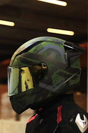 RAPID 2 THUNDER RACE BIRDS MAT YEŞİL-SİYAH-GRİ KASK