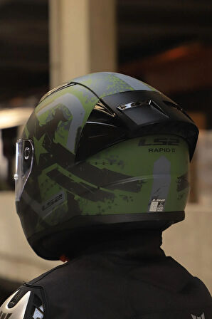 RAPID 2 RACE THUNDER  BIRDS MAT YEŞİL-SİYAH-GRİ KASK