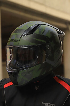 RAPID 2 RACE THUNDER  BIRDS MAT YEŞİL-SİYAH-GRİ KASK