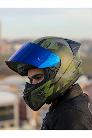 RAPID 2 RACE THUNDER BIRDS MAT YEŞİL-SİYAH-GRİ KASK