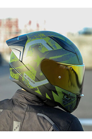 RAPID 2 RACE THUNDER BIRDS MAT YEŞİL-SİYAH-GRİ KASK