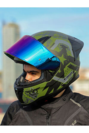 RAPID 2 RACE THUNDER BIRDS MAT YEŞİL-SİYAH-GRİ KASK