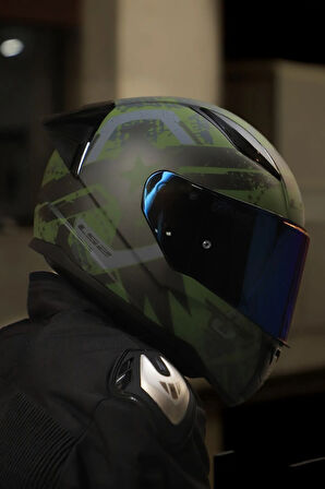 RAPID 2 THUNDER RACE BIRDS MAT YEŞİL-SİYAH-GRİ KASK
